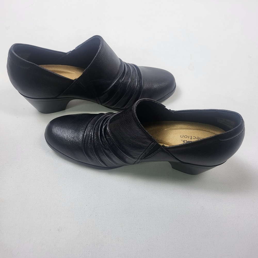 Clarks Emily 2 Cove Shootie 26175029 Black Leather Women's Size 10M 2in Heel - Picture 4 of 9
